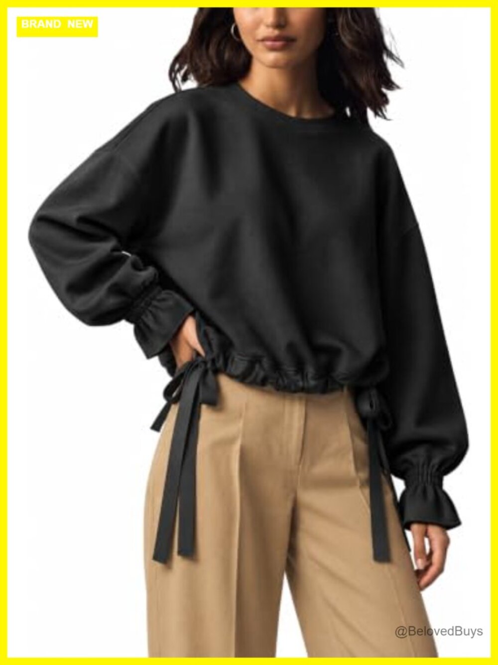 Essentials Women's Oversized Long Sleeve Crewneck Sweatshirt Cotton Blend